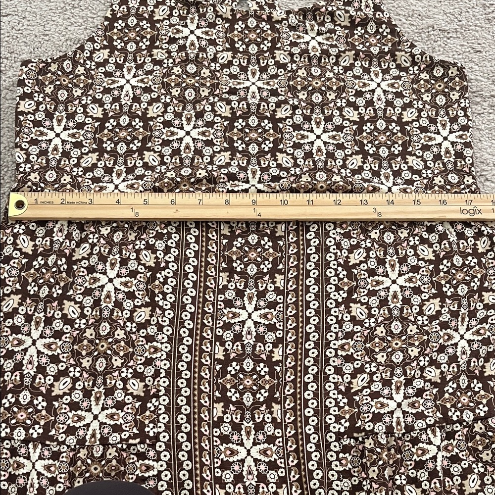J.Jill Sleeveless Brown and Cream Patterned Maxi Dress - Picture 14 of 16